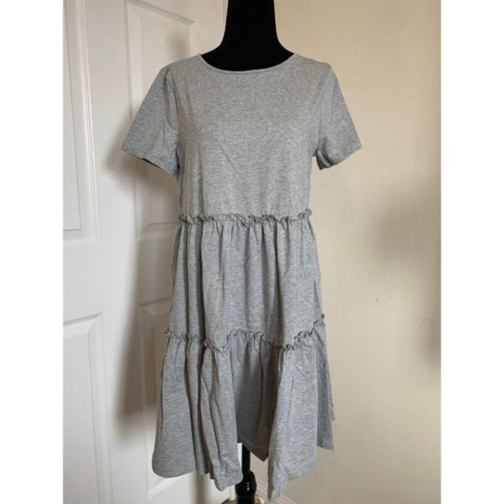 LAST ONE 🔥 Grey Ruffle Hem Babydoll Dress - Picture 3 of 6